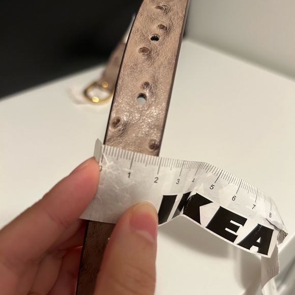 NWT Banana Republic Women's Ostrich Synthetic Leather Belt, XS, Gold Buckle - Picture 5 of 11